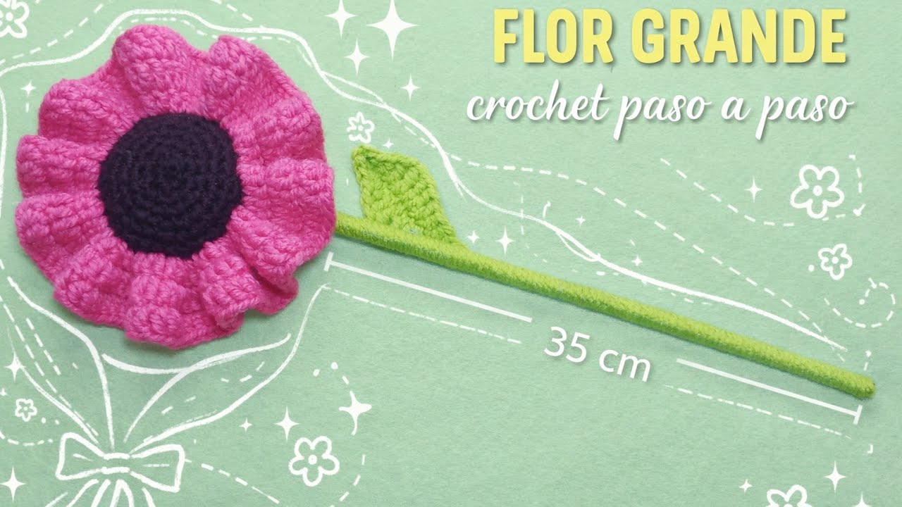 ¡FLOR GIGANTE XL a crochet! 🌸🧶 35 CM! TUTORIAL paso a paso ✨💖