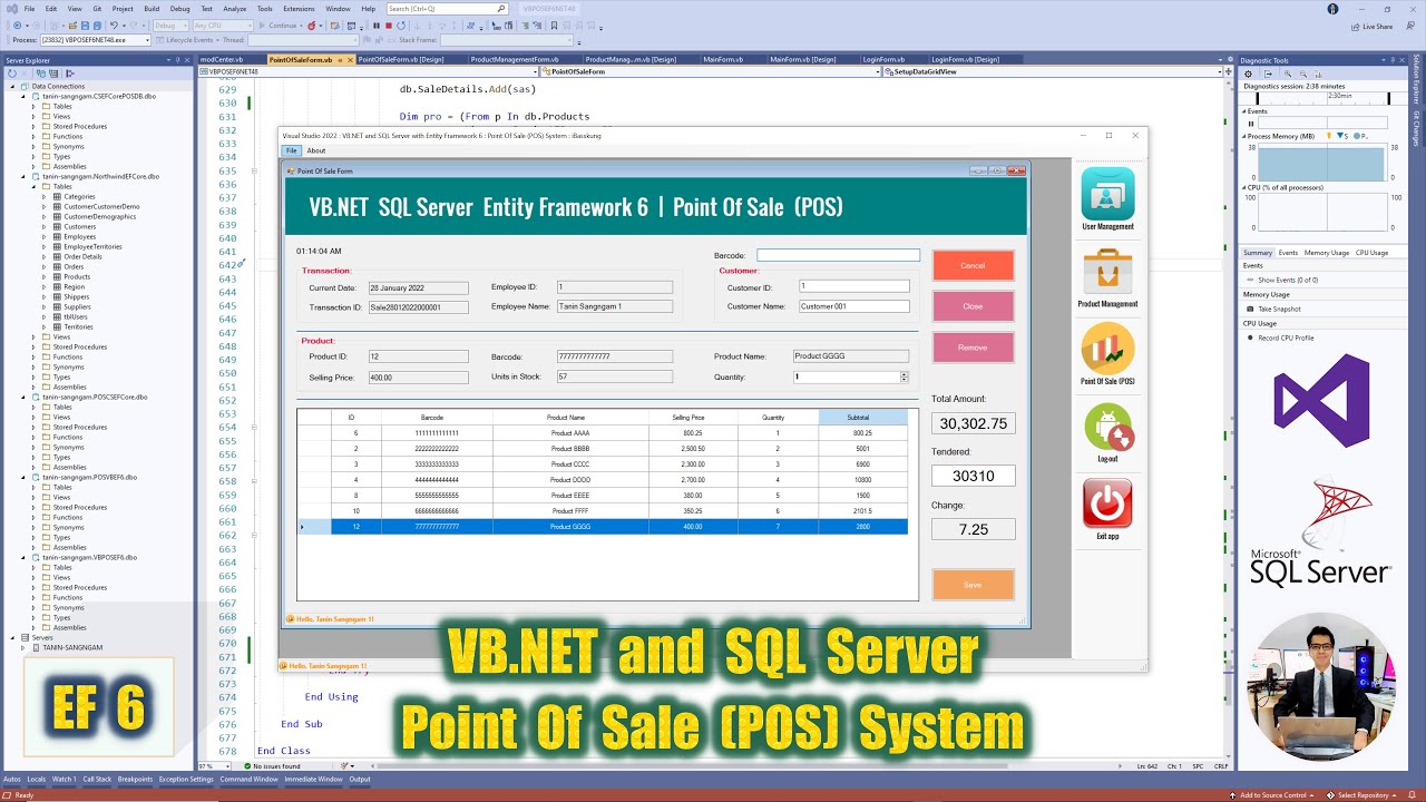 VB.NET SQL Server (EF 6) : Point Of Sale System : What You Will Learn in this Course