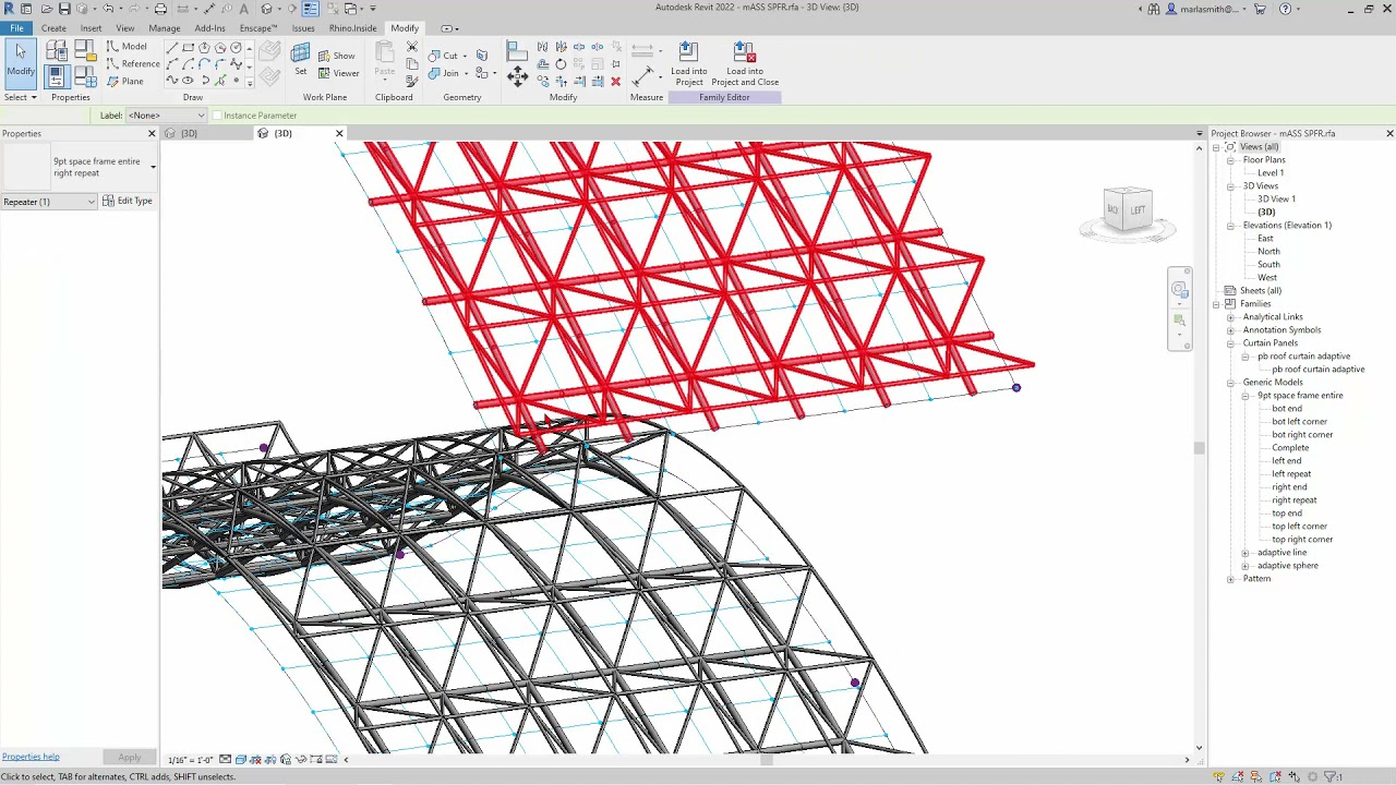 01 Curved space frame Revit adaptive component