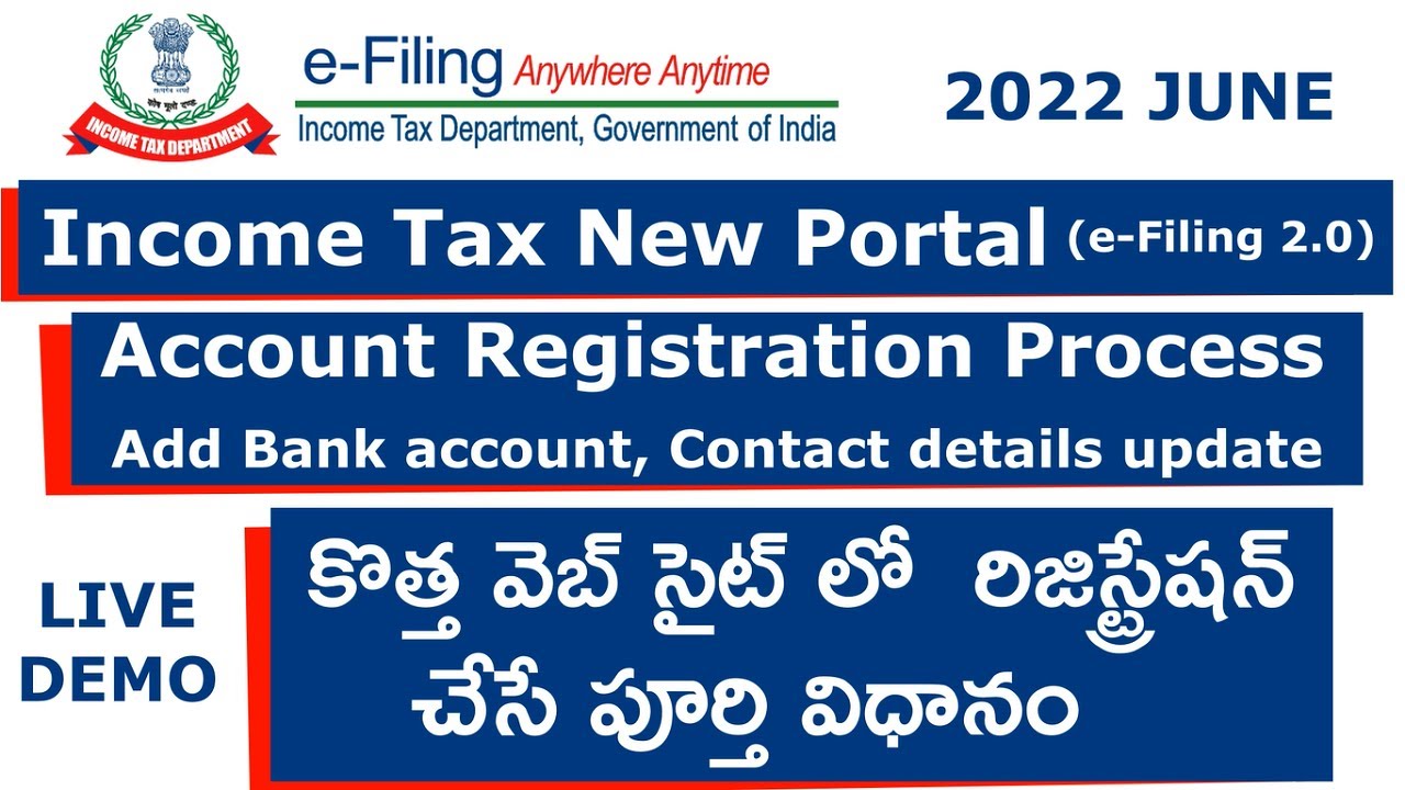 Income Tax e-Filing Account Registration in Telugu | Registration of Taxpayer on e-Filing website