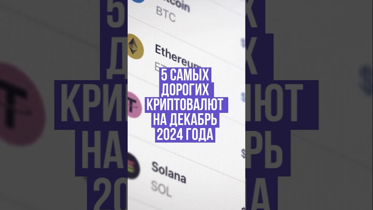 5 САМЫХ ДОРОГИХ КРИПТОВАЛЮТ НА ДЕКАБРЬ 2024 ГОДА #bitcoin #ethereum #crypto #binance #solana #shorts