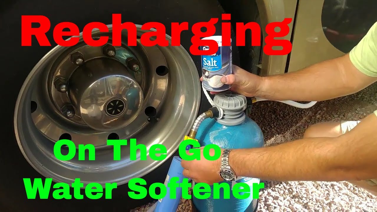 Fulltime RV Living.  Recharging A portable Water Softener..On The Go Water Softener