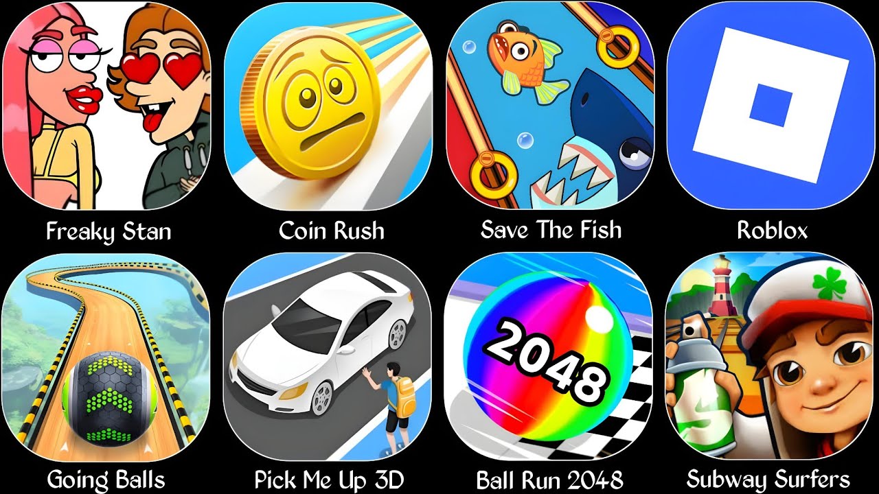 Spranky survival,Going Balls,Luck Balls,Subway Surfer,Ball Run 2048,Pick Me Up 3D,Coin Rush,Roblox 