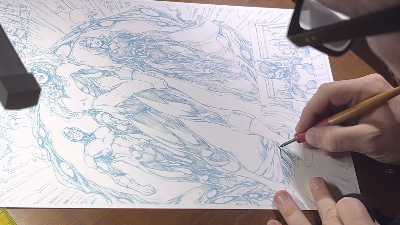 Traditional inking practice Brett Booth X-Men part 1