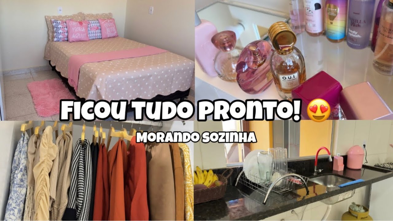 ARRUMEI O GUARDA ROUPA + ORGANIZEI O RESTANTE DA CASA| Morando sozinha aos 23 ✨
