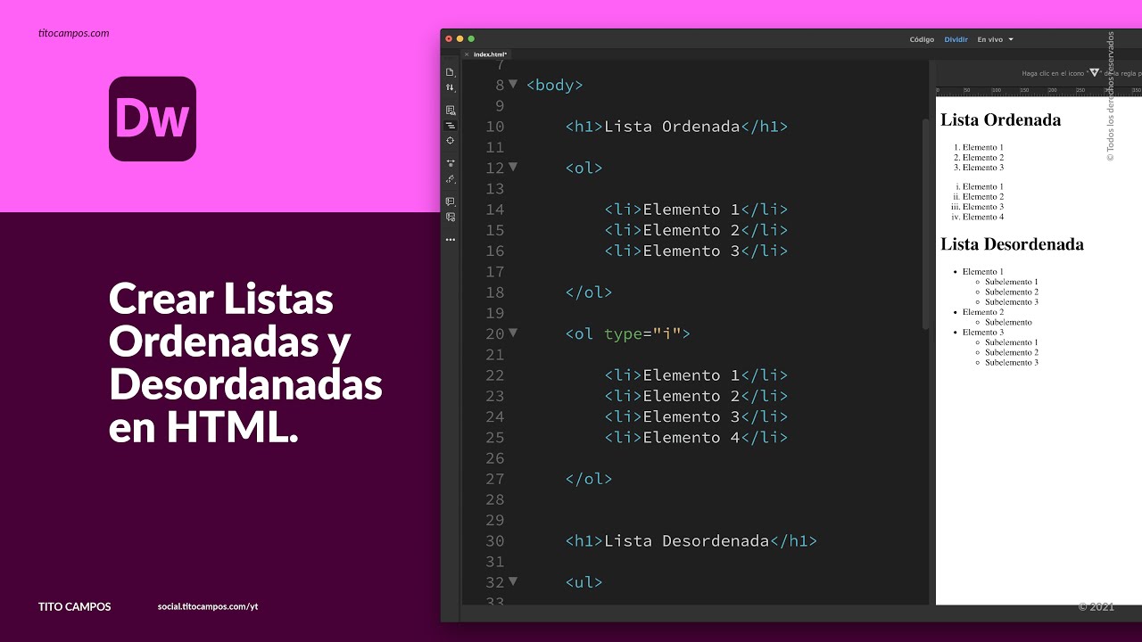 Listas ordenadas y listas desordenadas en HTML
