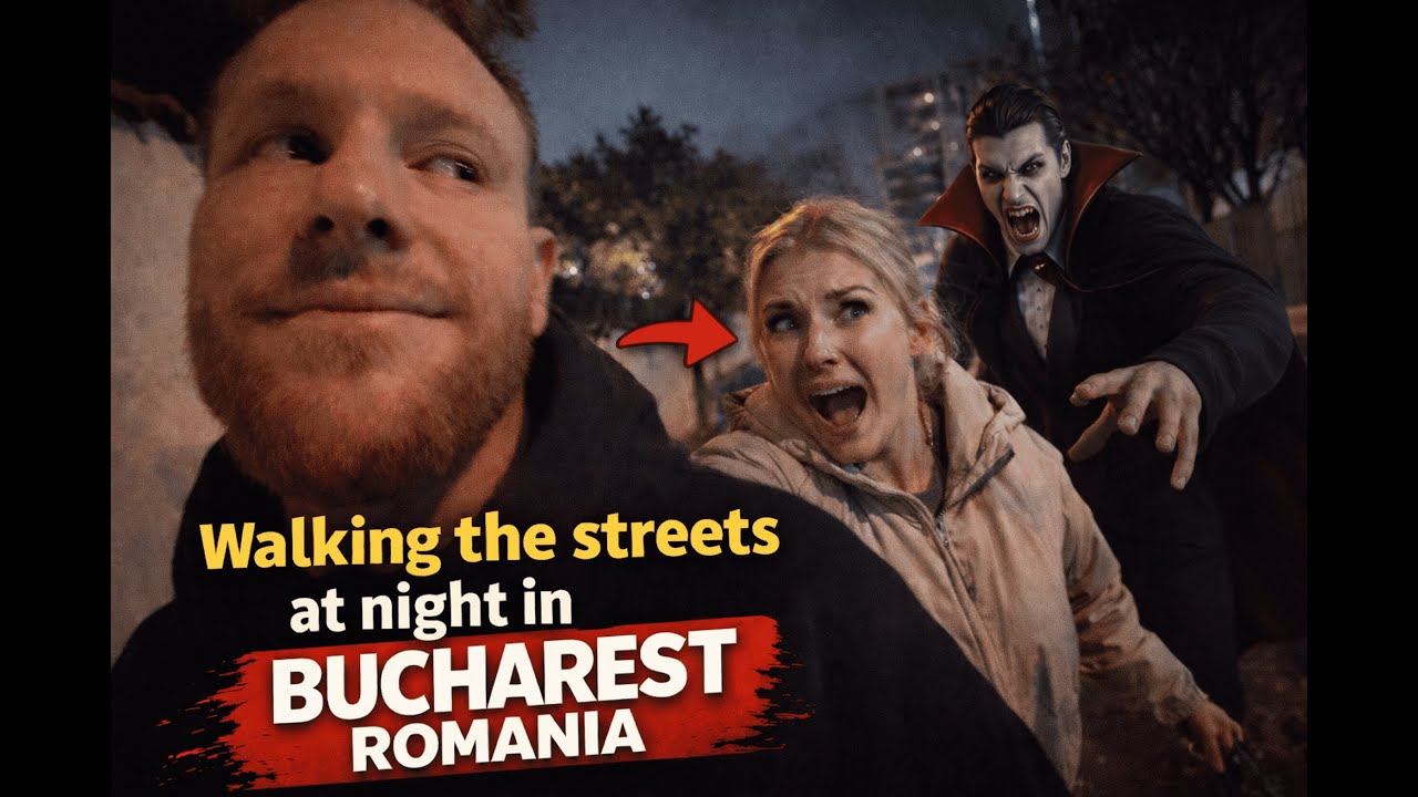 Walking the streets at night in Bucharest Romania for a kebab