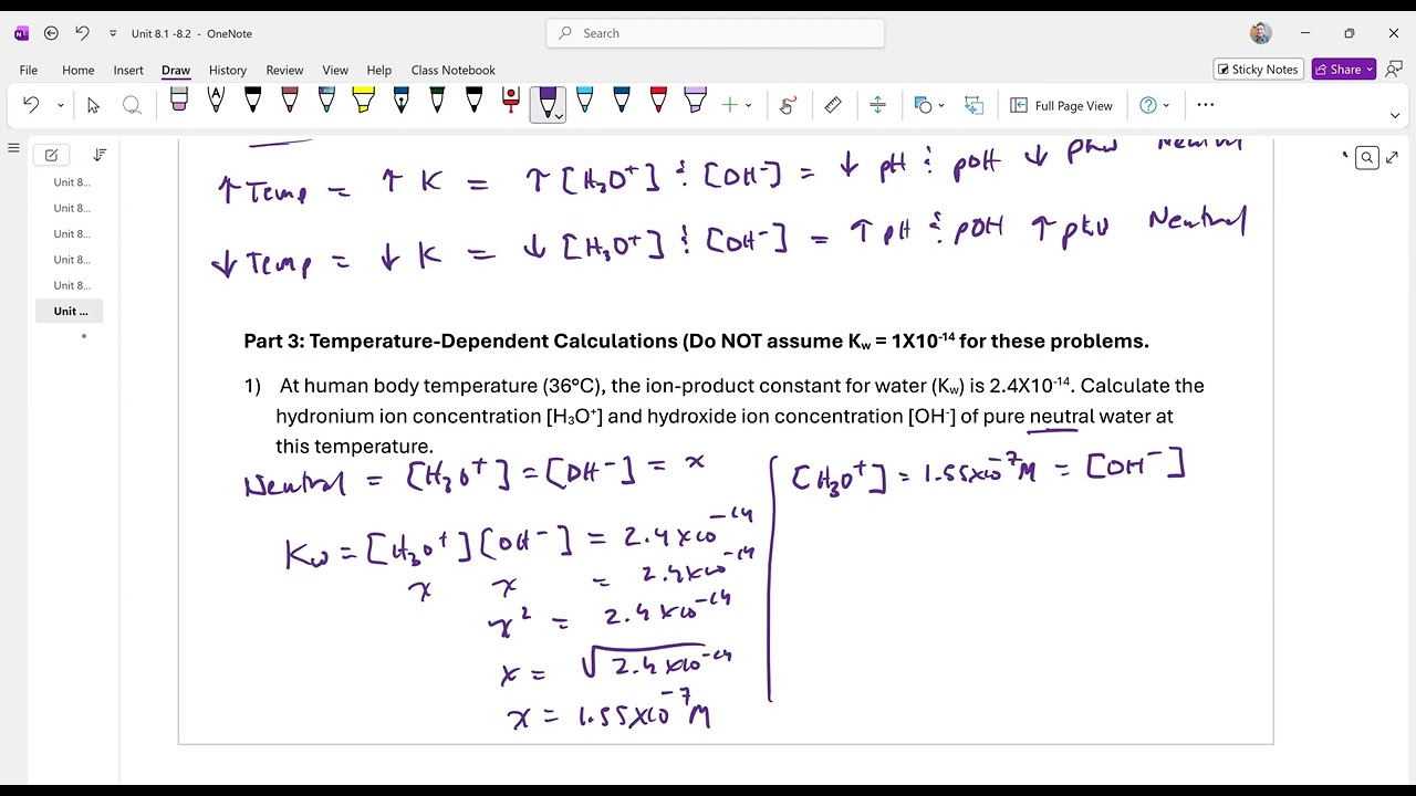 AP Chemistry Unit 8.1 Worksheet - Part 3 Temperature Dependent Calculations