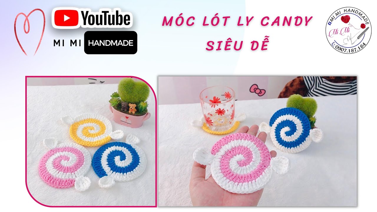 Móc Lót Ly Candy Kẹo Ngọt 🍬 Siêu Dễ & Handmade | Cute Coaster Tutorial | Mimi Handmade