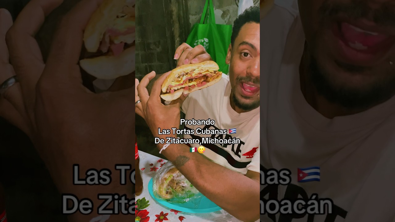 Probando las tortas de Zitacuaro #cubanosenmexico #shorts #comida