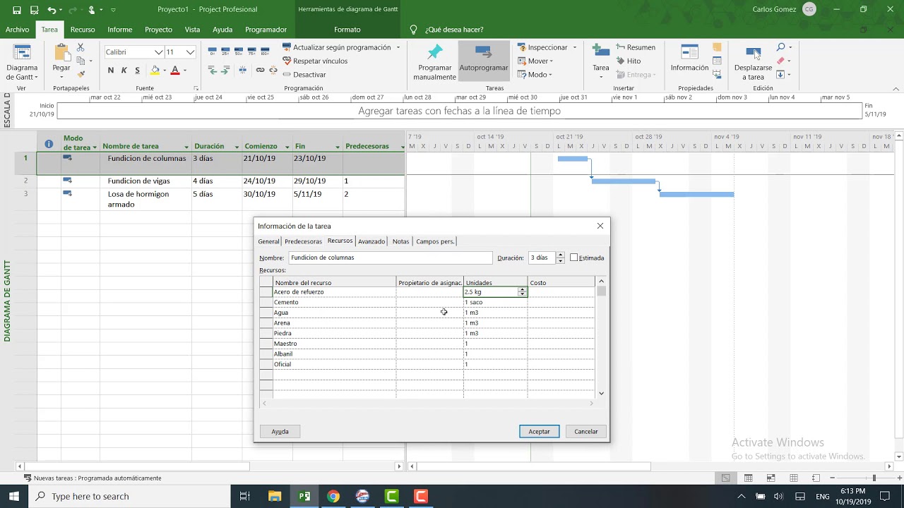7. Recursos en project parte 2