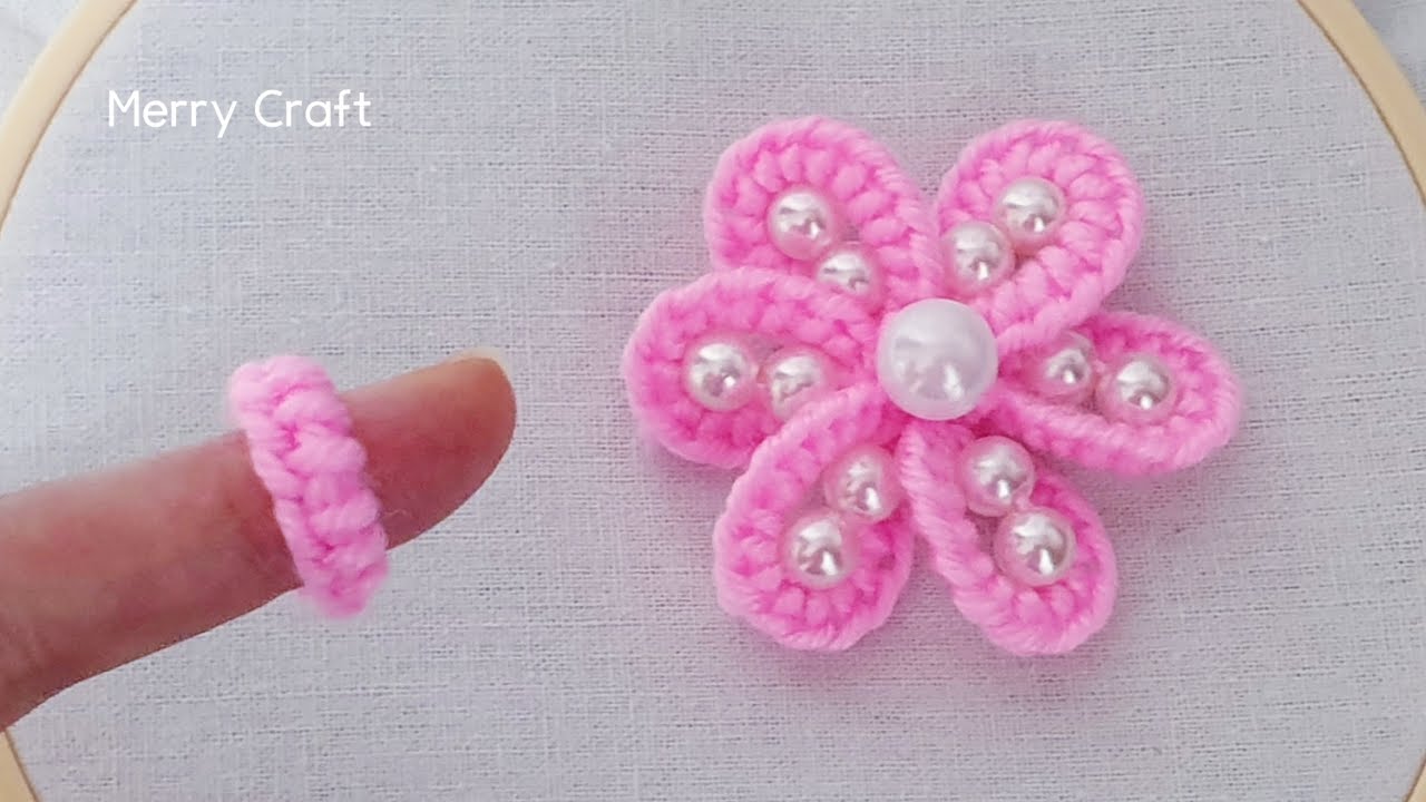 Amazing Woolen Flower Making Ideas - Hand Embroidery Easy Trick with Finger - DIY Woolen Flowers