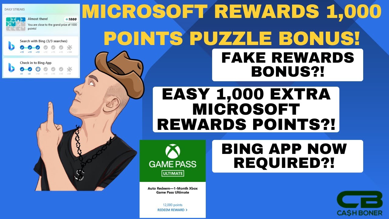 Microsoft Rewards 1,000 Points Puzzle Bonus - Bing Mobile App Now Required?! Streaks Are Needed?!