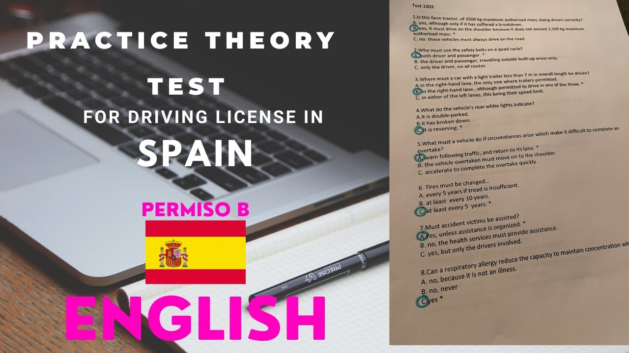 Practise Theory test 1002|License B(Permiso B-Inglès)|for driving license in spain 🇪🇸