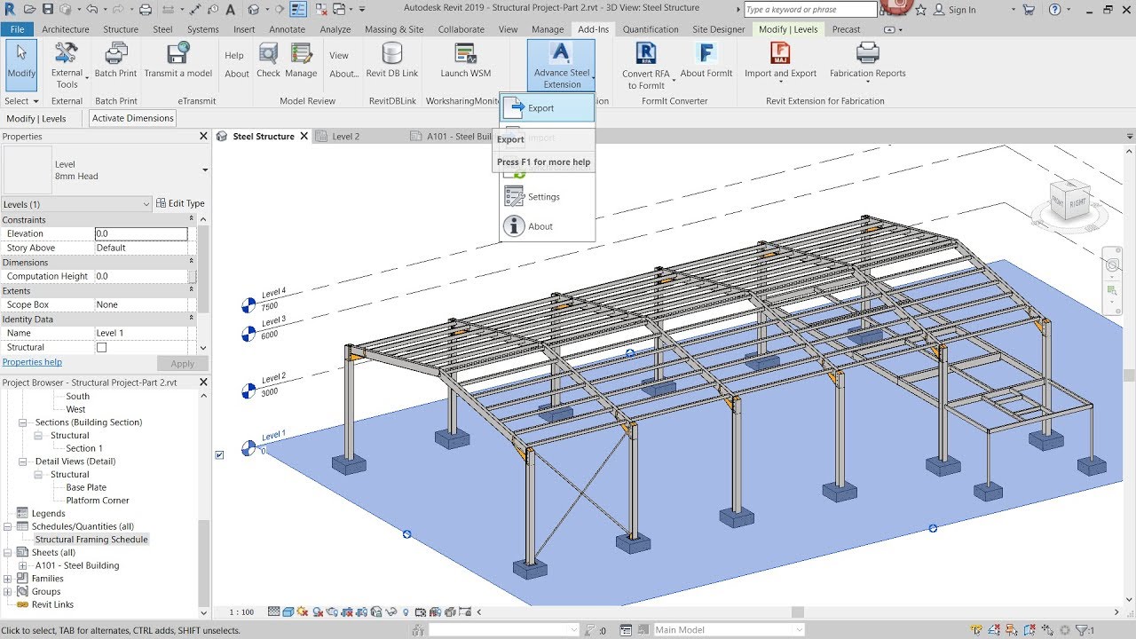 10 - Revit 2019 &ndash;Interoperability with Advance Steel