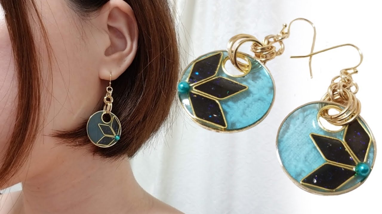 【UVレジン】スモーキーブルーで高見えピアス【NRクリアカラー×宝石の雫】