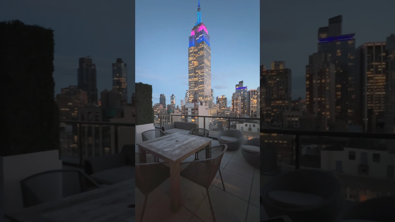 New York hotel room balcony with Empire State Building view #destination  #hotel #newyorkcity
