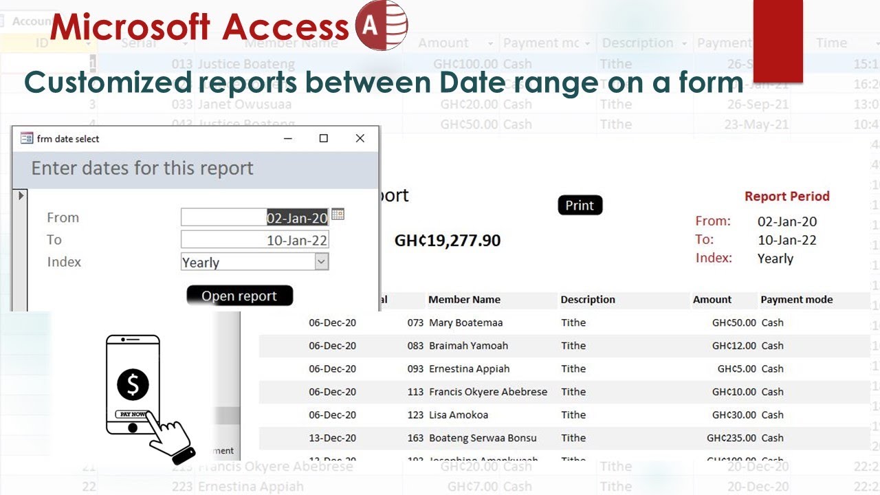 How to generate reports between any two dates on a form in MS Access