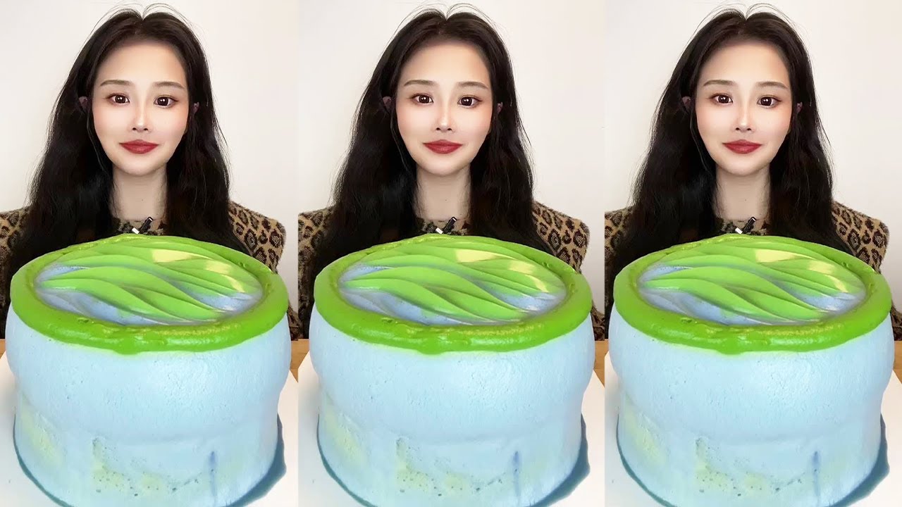 Asmr🍰Eating Butterfly Pea Flower and Pistachio Cake🍰 (Soft And Waxy Sound) 크림丨먹방丨Mukbang丨Satisfying