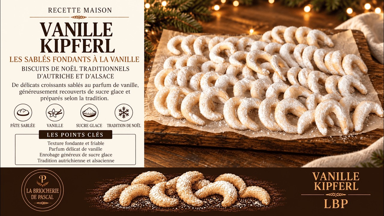 Vanille Kipferl, sablés de Noël fondants, biscuits à la vanille - La Briocherie de Pascal