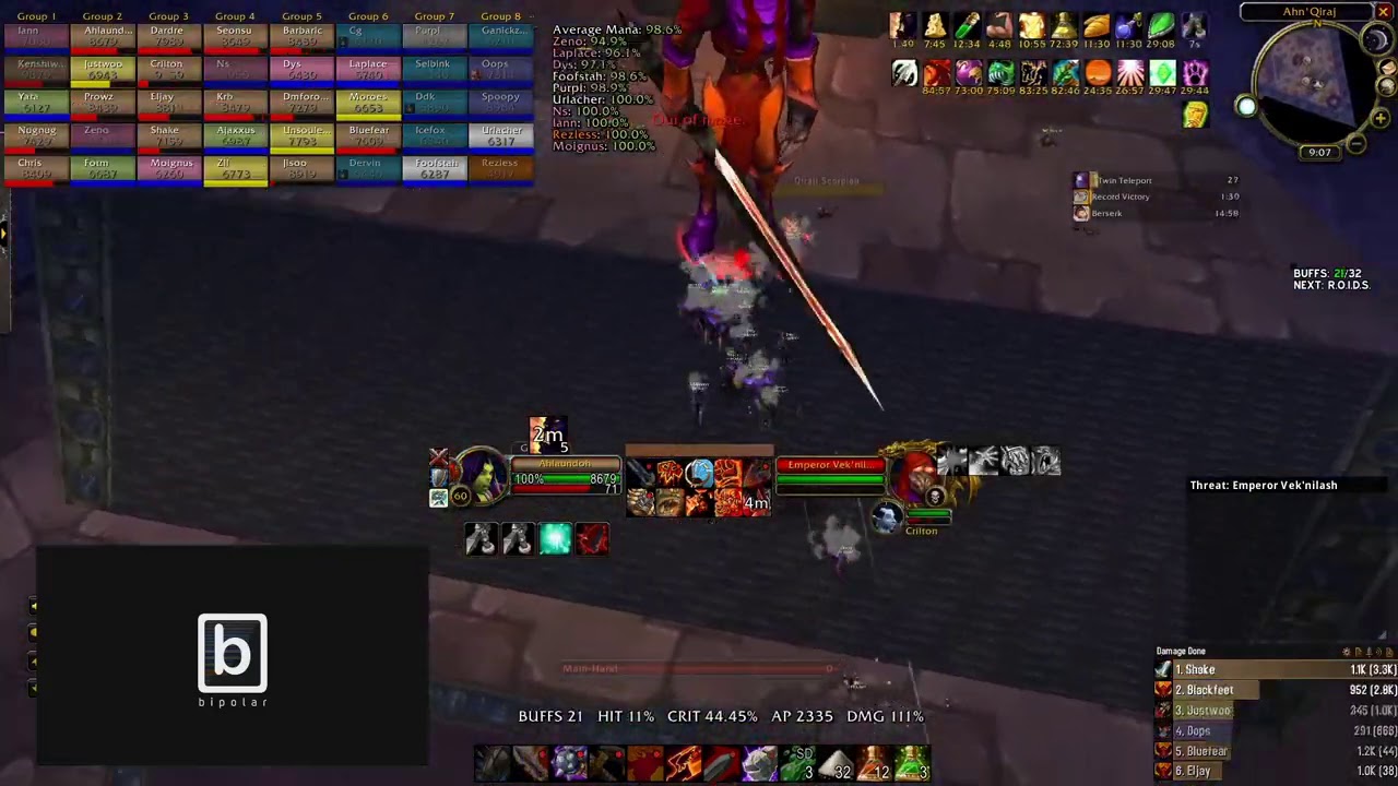 #1 Fury Warrior Temple of Ahn'Qiraj (AQ40) (1166.7 DPS) Classic WoW