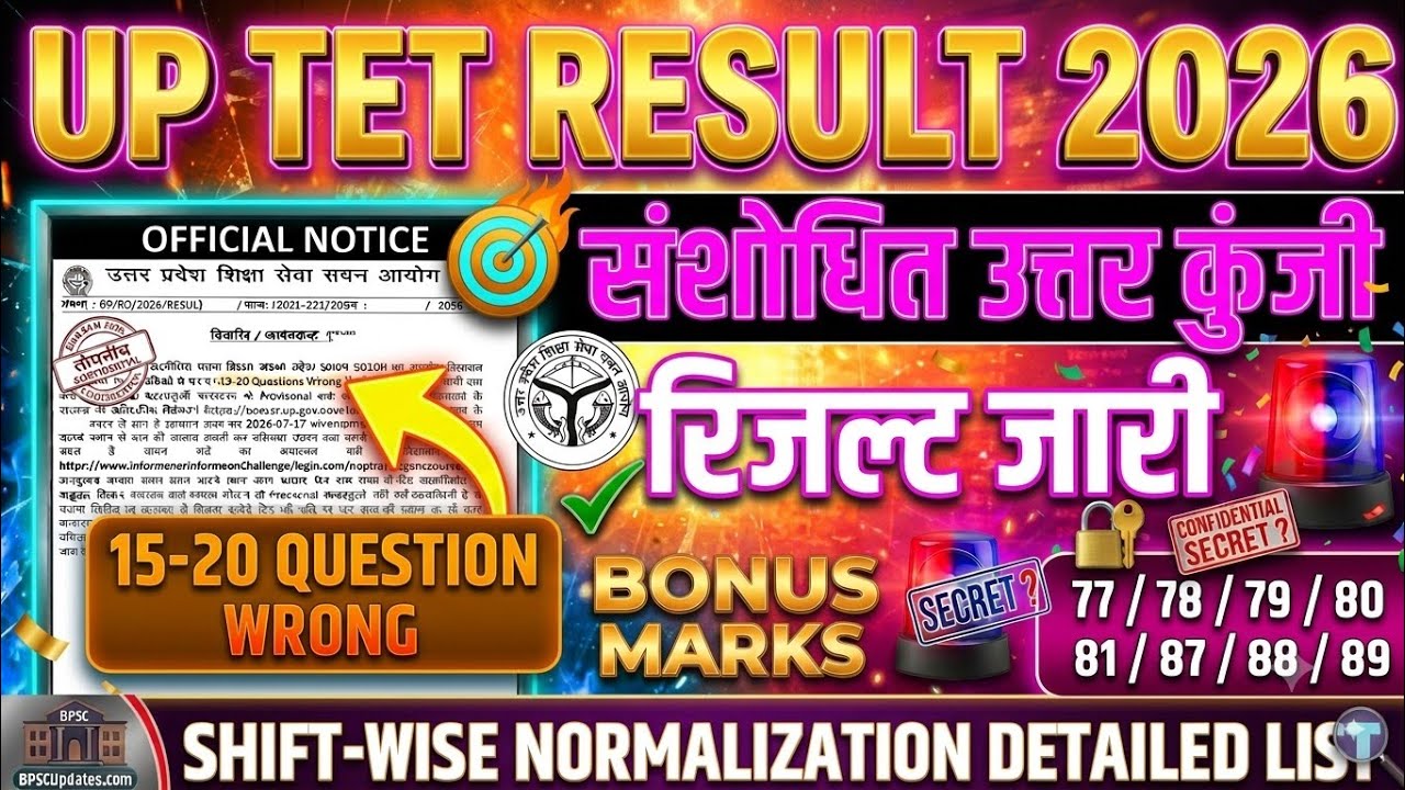 UP TET Result 2026 LIVE: Result link active? 🎯 | Revised Answer Key & Normalization Marks 🚨