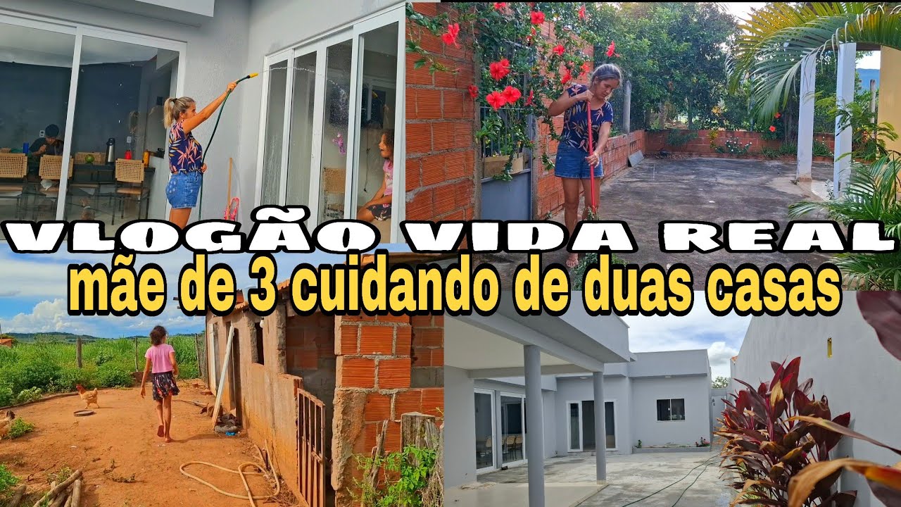 Vlog a vida como ela é família aqui na roça cuidando de 2 casas com 3 filhos 