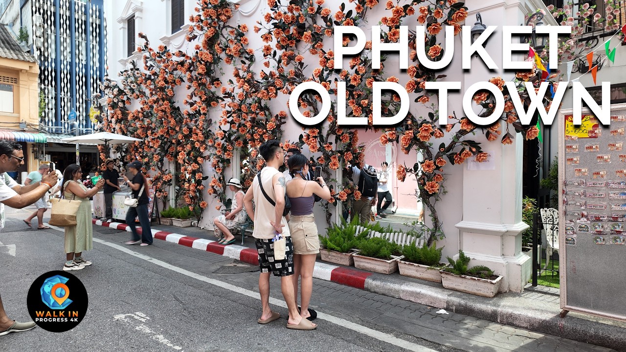 PHUKET OLD TOWN, Thailand 🇹🇭 Colors, Temples + Peaceful Streets | 4K Walk in Asia