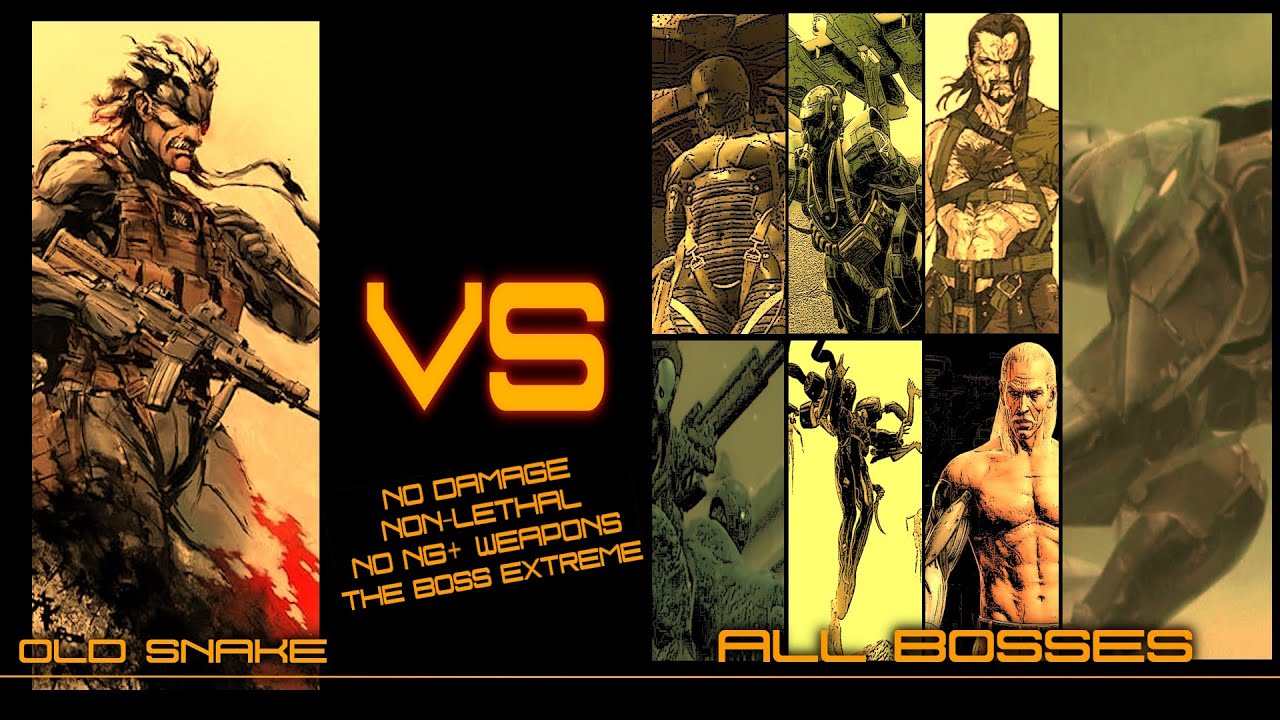 MGS4 - All Bosses No Damage, Non-Lethal, The Boss Extreme