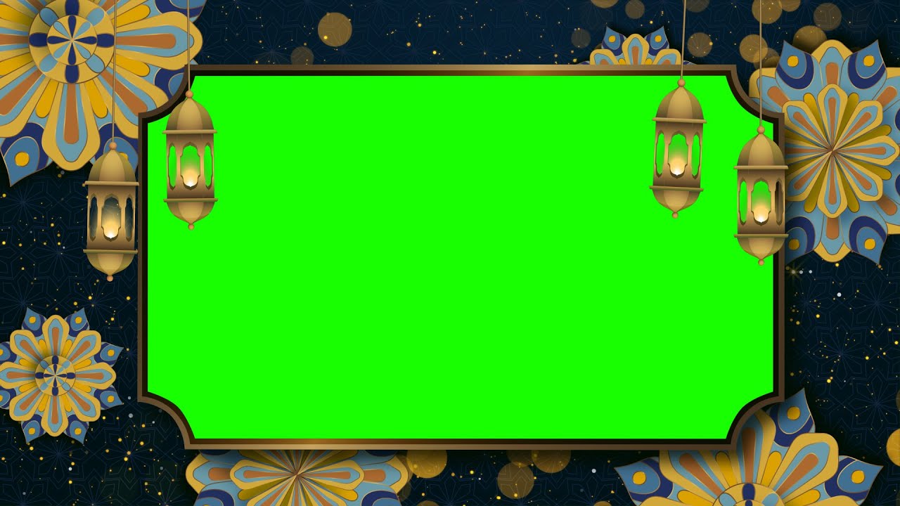 Ramadan Mubarak 🌙 Frame Green Screen | No Copyright Overlay for Editors & Creators
