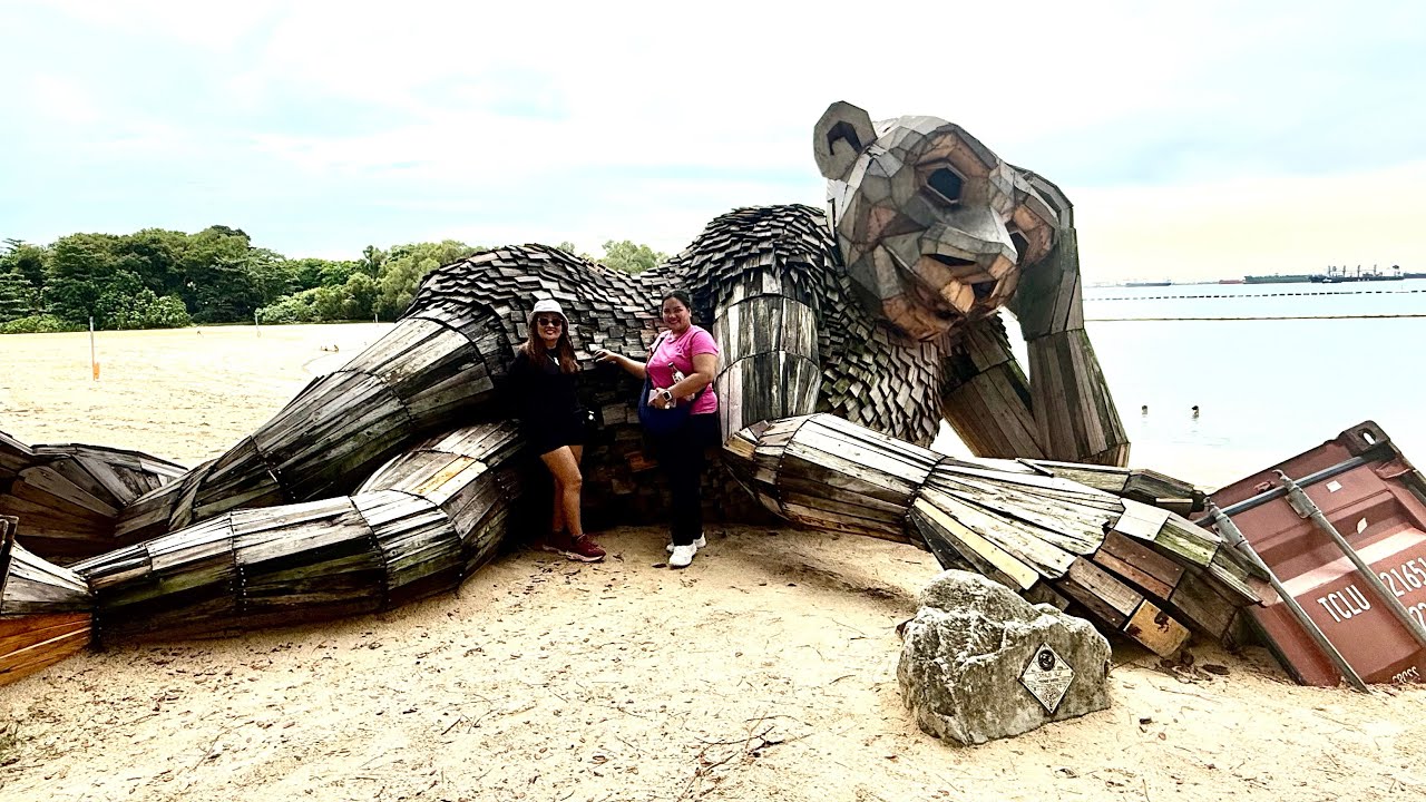 Curious Sue - The Wooden Monkey at the Palawan Beach Sentosa Singapore