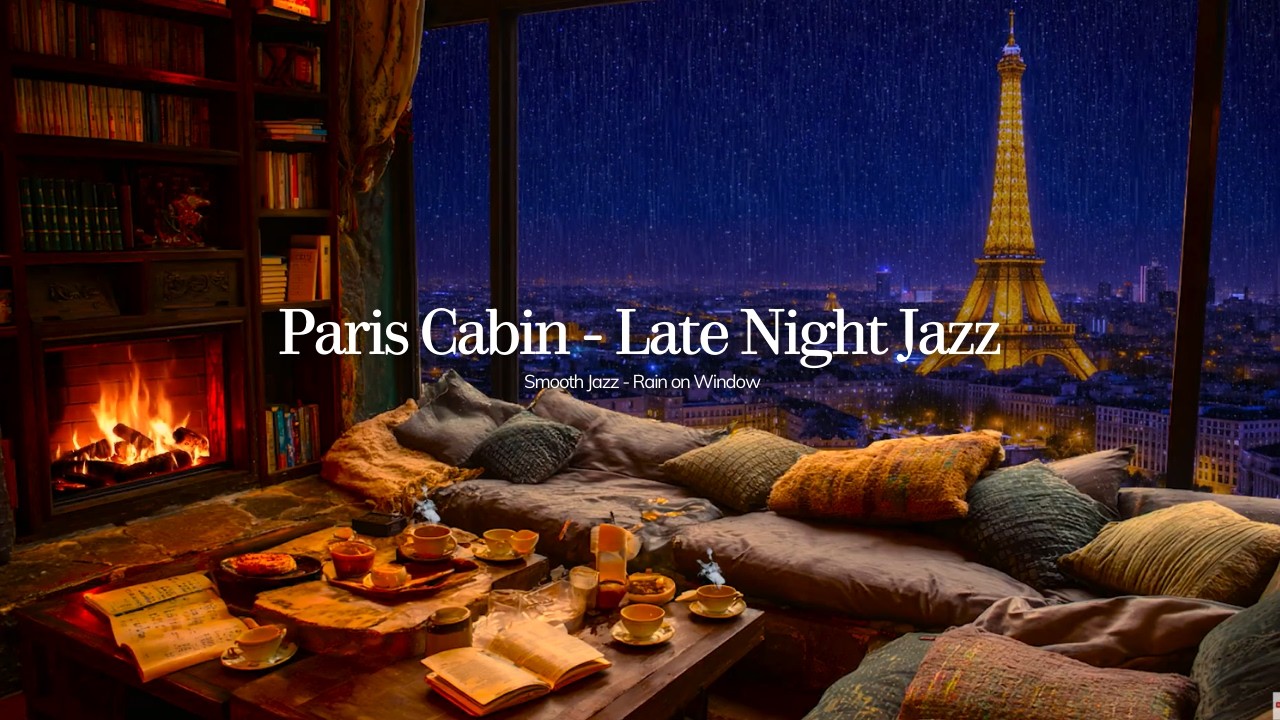 Late Night Jazz in a Cozy Paris Cabin 🕯️3 Hour Music for Focus & Reading Vibes