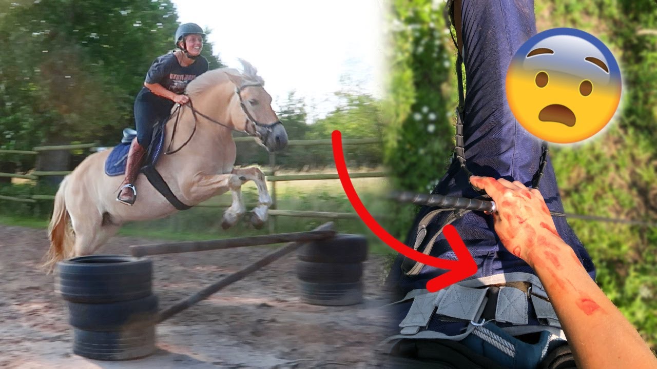 Bloed op buitenrit! 🩸 Hoog durven springen! 🤩
