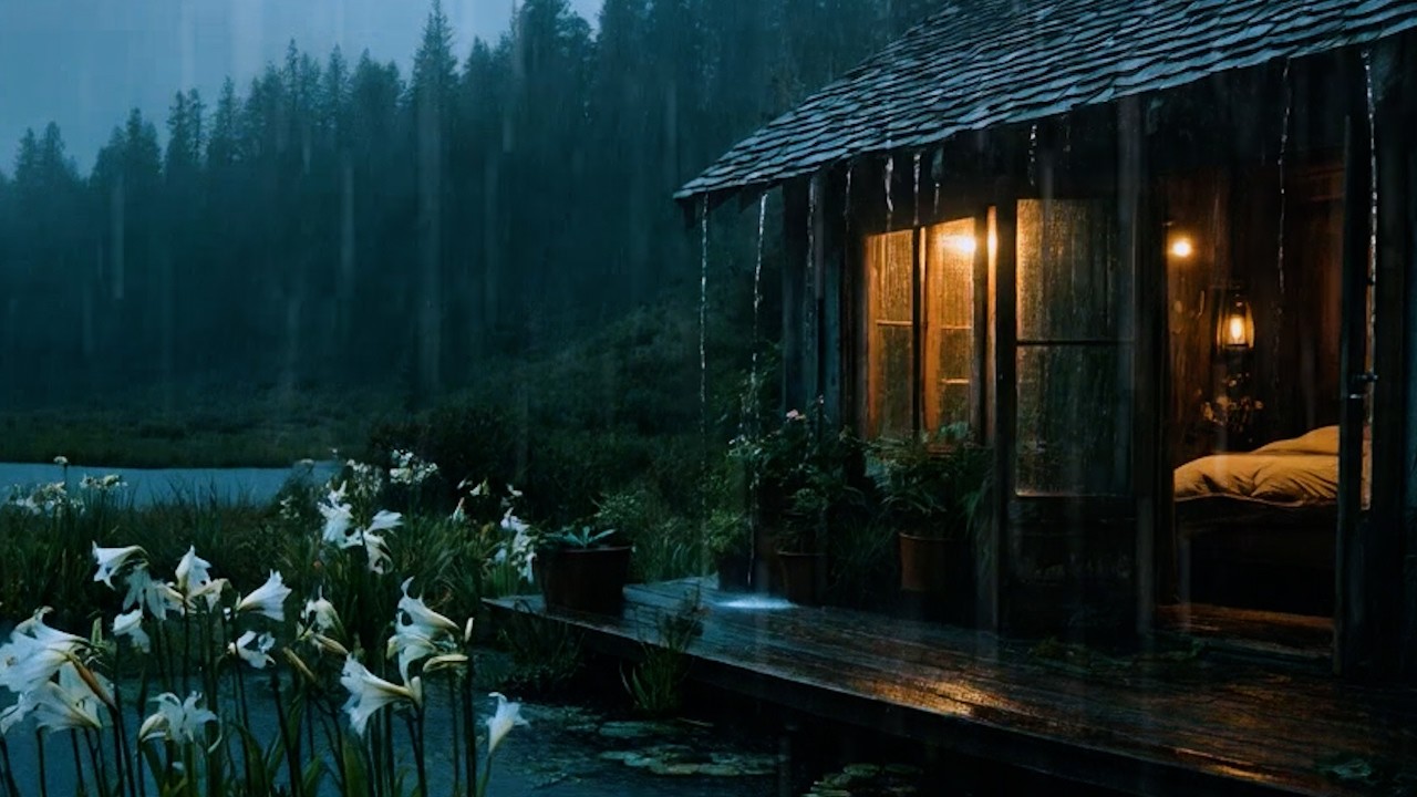 Best Rainfall in the Forest Cabin🌧️🌲|  Sleep Well with the Sound of Rain🎧