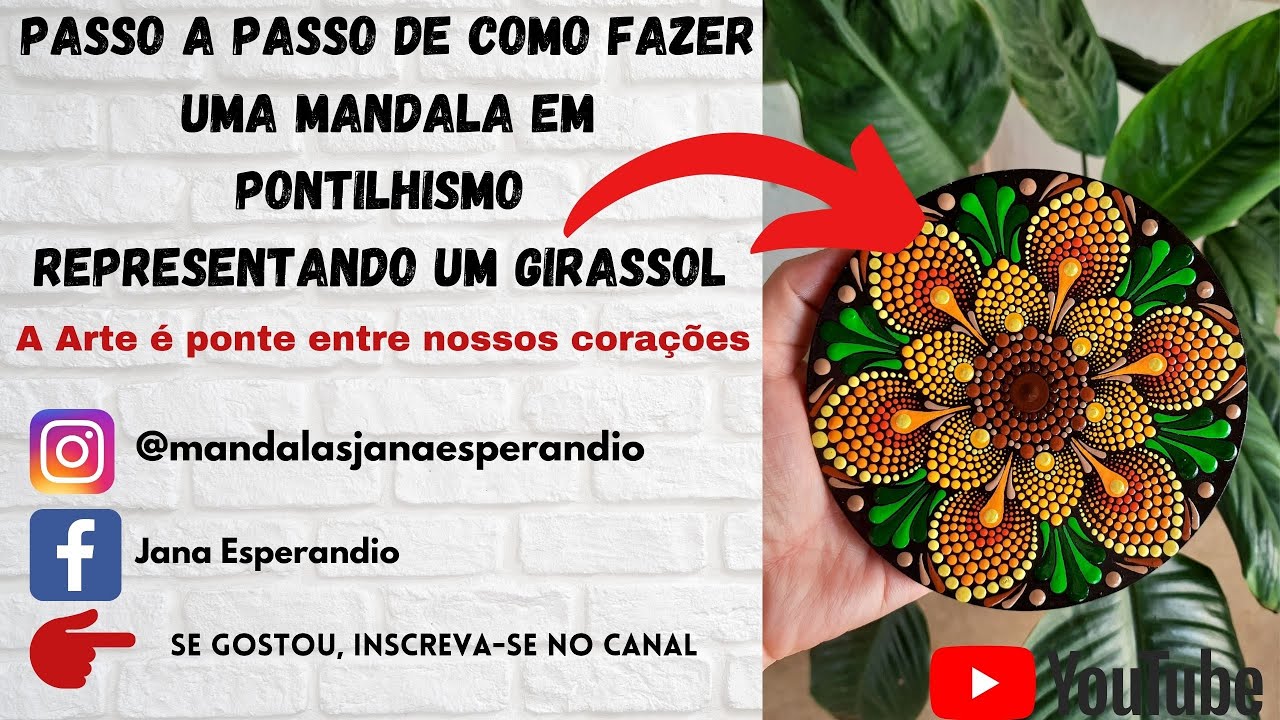 PASSO a PASSO de COMO FAZER uma MANDALA em PONTILHISMO representando um GIRASSOL