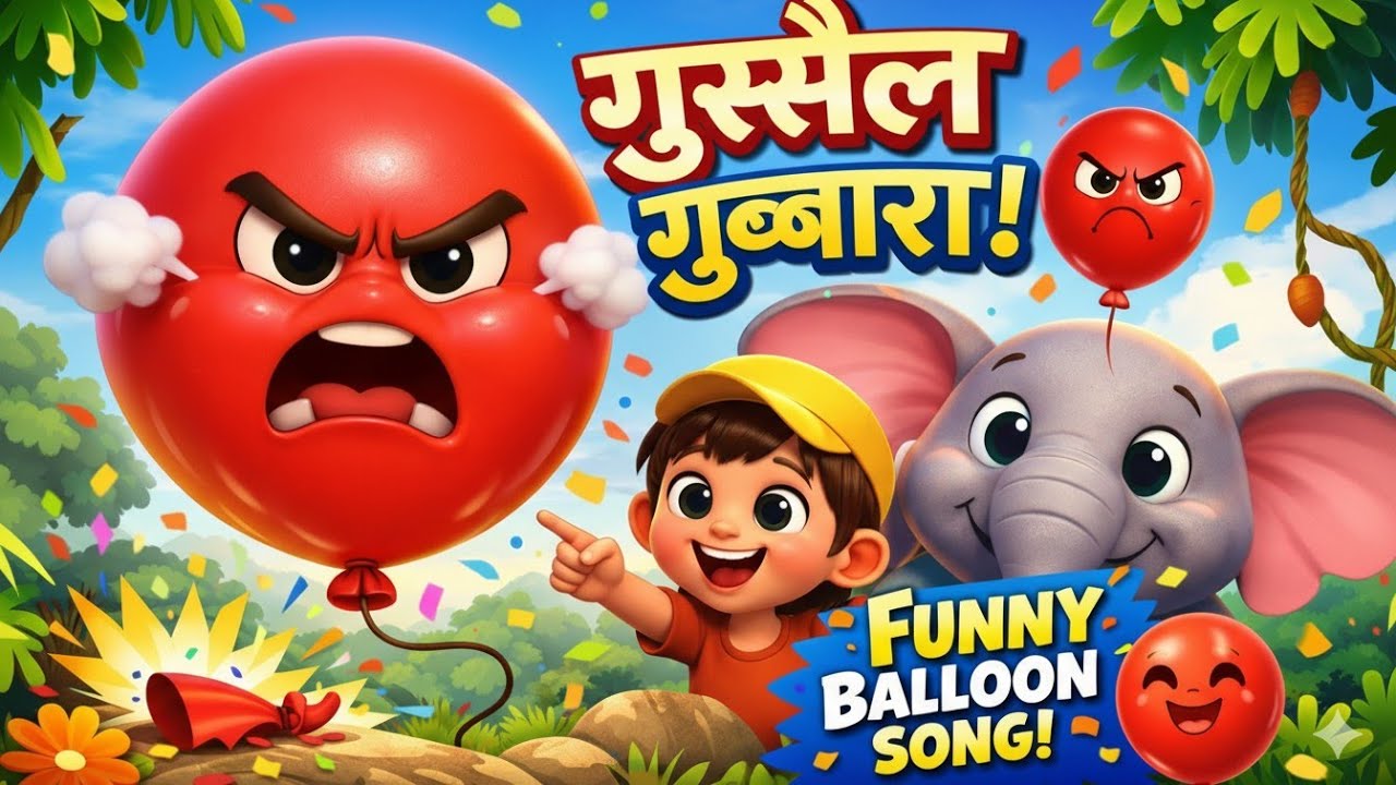 गुस्सैल गुब्बारा 🎈😡 | Funny Balloon Song | Hindi Kids Cartoon Rhymes | laddu kids 