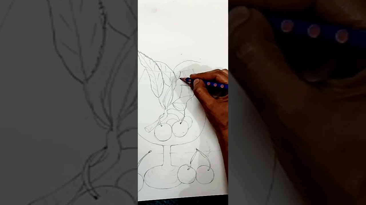 Black paper per kanch ka Cup fruits draw and oil pastel colours 