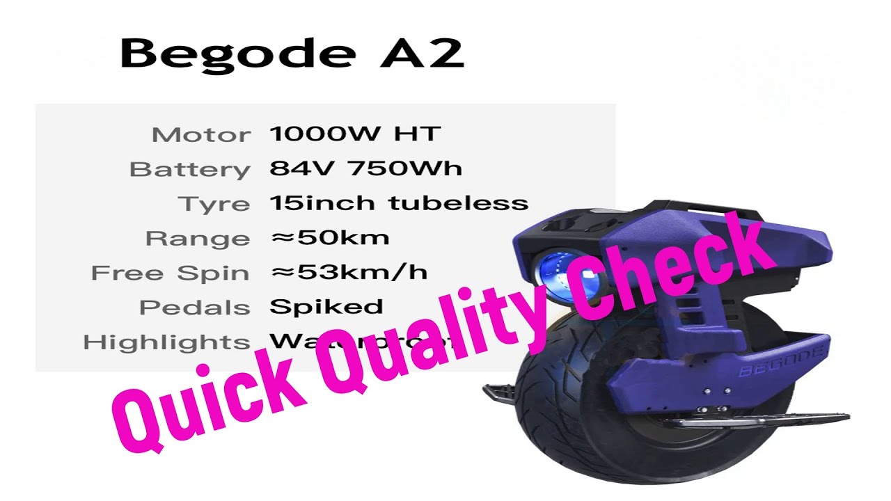Begode A2 Quick Build Quality Check. EUC Upgrades