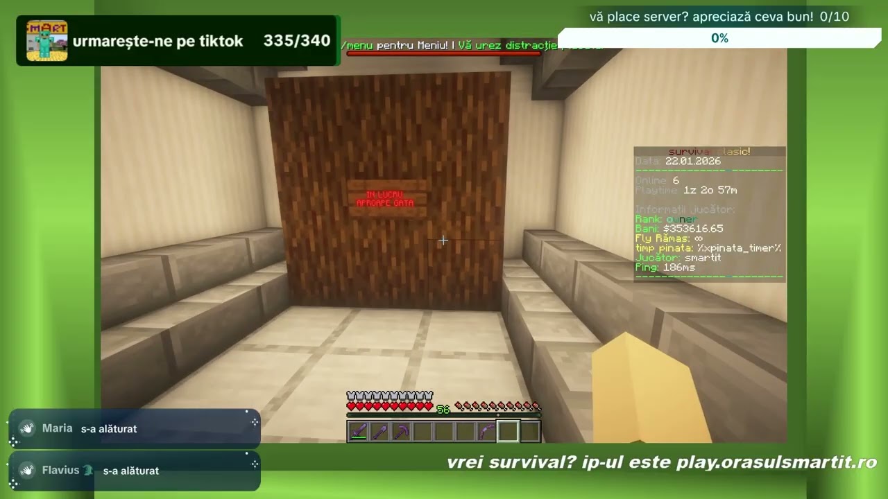 ferme și explorez warp uri, smartit minecraft server (live tiktok)