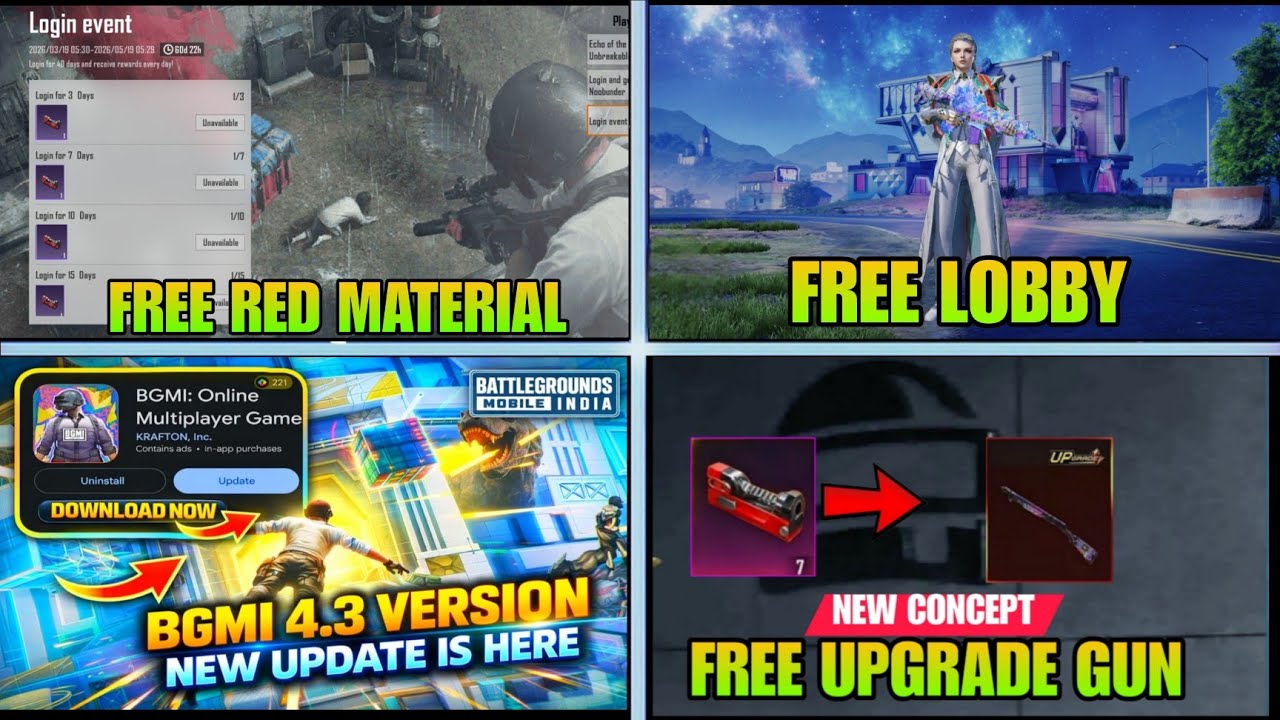 ✅ BGMI 4.3 UPDATE IS HERE / ALL NEW EVENTS EXPLAIN / FREE RED MATERIAL IN BGMI / HOW TO UPDATE BGMI 