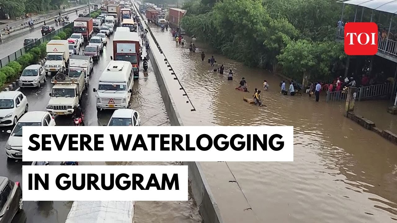 Heavy rain triggers waterlogging woes in Gurugram's Rajeev Chowk