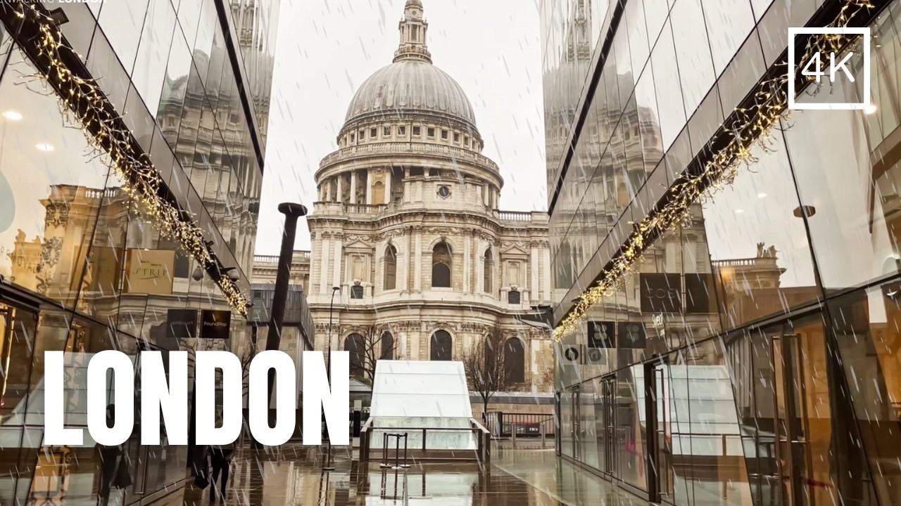 Experience The Calm Rain of London City in this Walking Tour | Landmarks & Street Sounds in 4K HDR