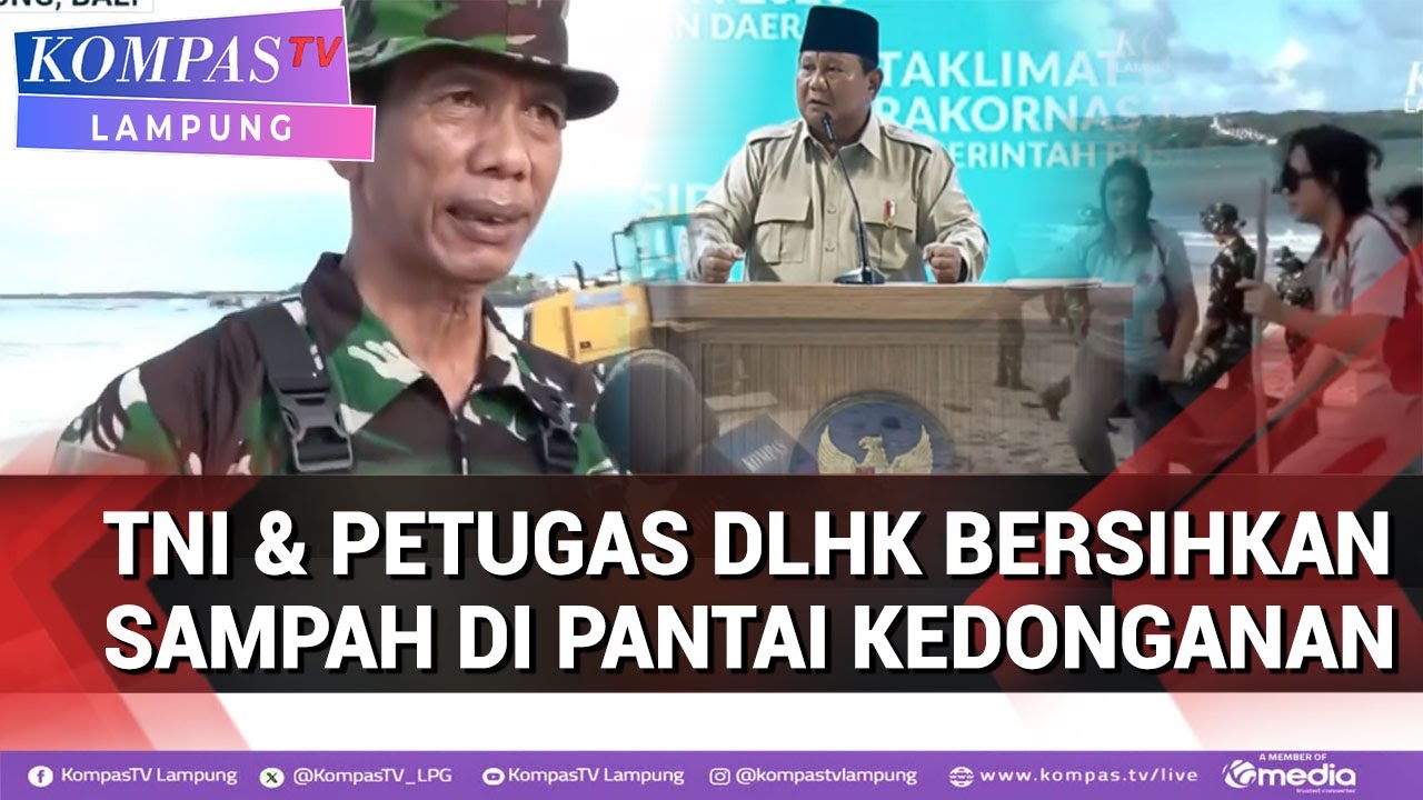 TNI & Petugas DLHK Bersihkan Sampah di Pantai Kedonganan Usai Prabowo Sentil Pantai Kotor