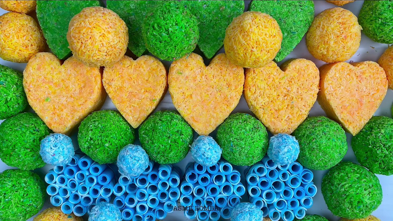 Soap hearts.Soap balls. Relaxing soap crushing.