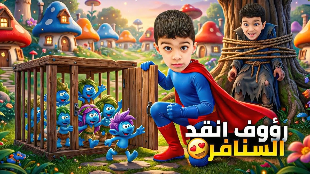 رؤوف تحول لسوبر مان وأنقذ السنافر من شرشبيل😱#عالم_رؤوف 