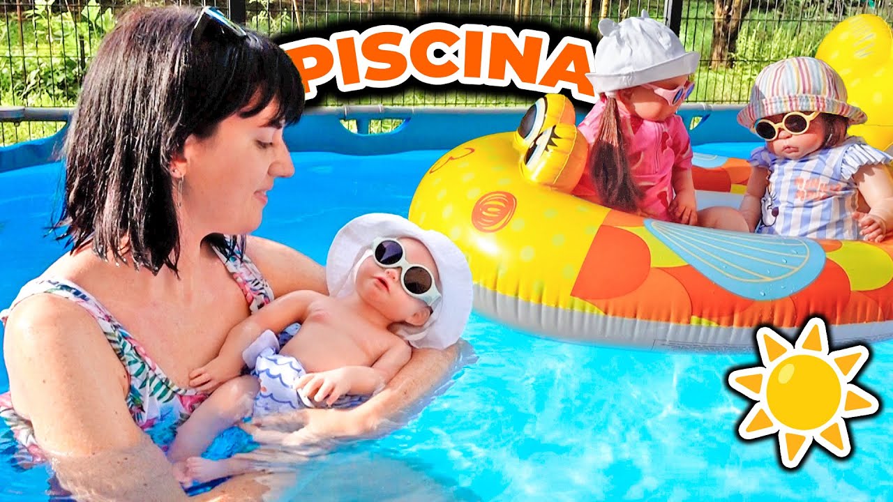 [Ep 7] Nuovo FRATELLINO fa il primo bagno in PISCINA GIGANTE con Matilde e Smarti! reborn SILICONE