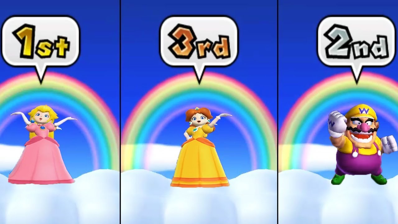 Mario Party 9 - Garden Battle #2 - Peach vs Daisy vs Waluigi vs Wario All Mini Game (Master Cpu)