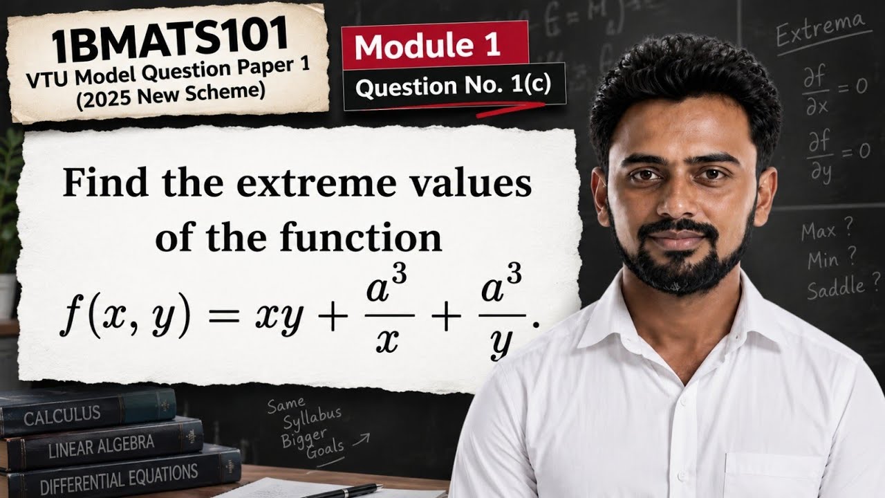 Maxima and Minima | Calculus | VTU 1BMATS101 | Q1(c)
