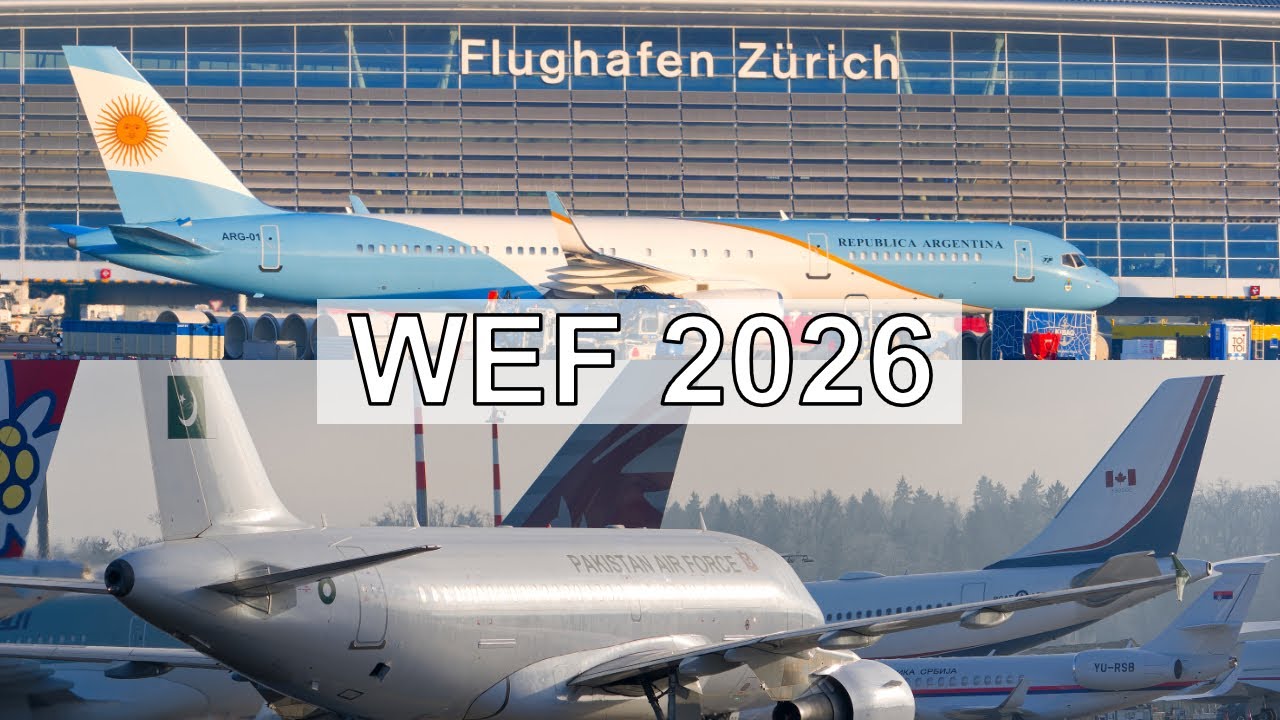 Zurich Airport WEF 2026 air traffic on a winter day.