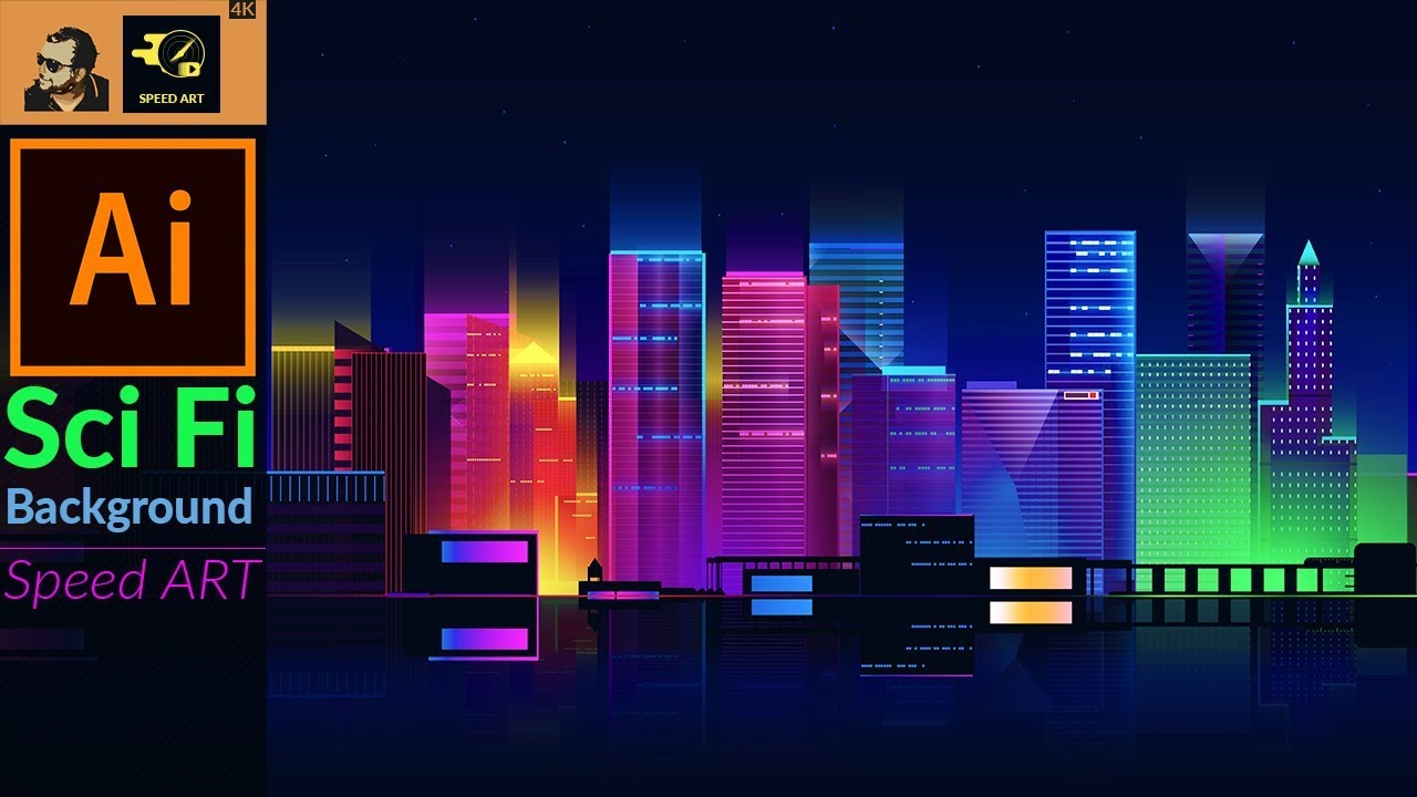 City Skyline | Sci Fi Background | Adobe Illustrator Speed Art
